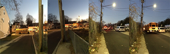 Figure 6-6, New England Avenue Sidewalk between Southern Avenue and Norfolk Street: Figure 6-6 presents pictures taken by MPO staff of the narrow sidewalk along New England Avenue between Southern Avenue and Norfolk Street. A light pole installed in the sidewalk makes the pedestrian zone even narrower.