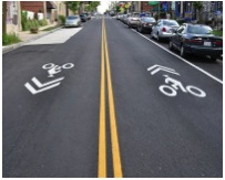 Image of shared-lane markings (sharrows).