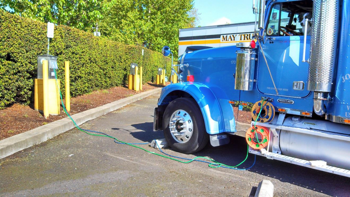 A modern truck stop electrification (TSE) pedestal.